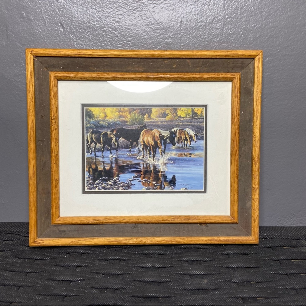"Coming In At Sunset" 1993 Print By Tim Cox 12.75"x10.75" Barnwood Frame
